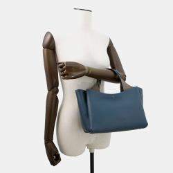 Pre Owned Tod Leather 2-Way Handbag Blue/Gray Leather Size Mini