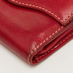 مملوكة مسبقًا Tod's Dark Red Leather Flap Compact Wallet