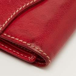 مملوكة مسبقًا Tod's Dark Red Leather Flap Compact Wallet