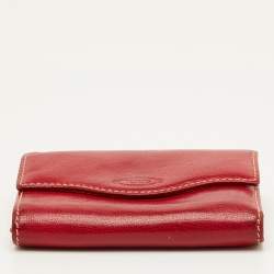 مملوكة مسبقًا Tod's Dark Red Leather Flap Compact Wallet