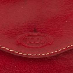 مملوكة مسبقًا Tod's Dark Red Leather Flap Compact Wallet
