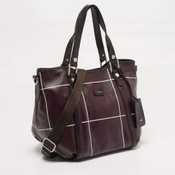 Pre Owned Tod's G-Line Burgundy/White Coated Canvas and Leather Tote