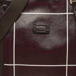 Pre Owned Tod's G-Line Burgundy/White Coated Canvas and Leather Tote