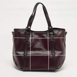 Pre Owned Tod's G-Line Burgundy/White Coated Canvas and Leather Tote