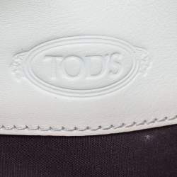 Pre Owned Tod's Flap Brown/Off White Canvas and Leather Satchel