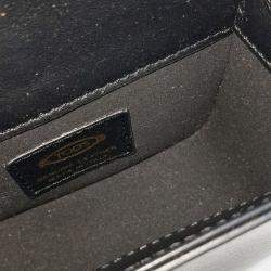 Pre Owned Tod's Black Leather Micro T Timeless Crossbody Bag