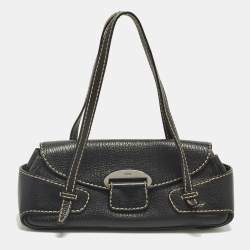 Pre Owned Tod's Black Grained Leather Shoulder Bag