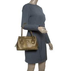 Pre Owned حقيبة يد تودز D باغ ميديا جلد ذهبية داكنة