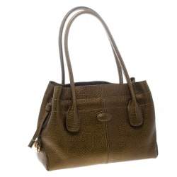 Pre Owned حقيبة يد تودز D باغ ميديا جلد ذهبية داكنة