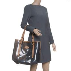 Tod's Black/Brown PVC and Leather Tote