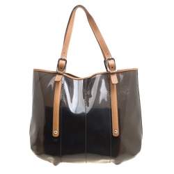 Tod's Black/Brown PVC and Leather Tote