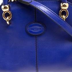 Tod's Blue Leather Small Sella Bowling Bag