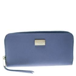Pre Owned Tod's Lilac Leather Zip Around Continental Wallet