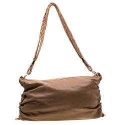 Tod's Camel Leather Softy Grande Goa Messenger Bag