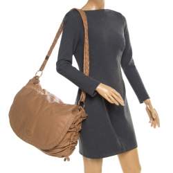 Tod's Camel Leather Softy Grande Goa Messenger Bag