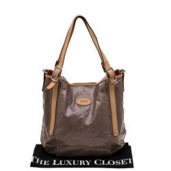 Pre Owned Tod’s Metallic Beige Coated Canvas G-Bag Easy Sacca Grande Tote