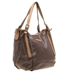 Pre Owned Tod’s Metallic Beige Coated Canvas G-Bag Easy Sacca Grande Tote