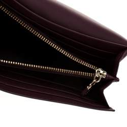 Tod's Bordeaux Leather Fox Detail Continental Wallet