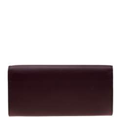 Tod's Bordeaux Leather Fox Detail Continental Wallet