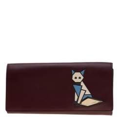 Tod's Bordeaux Leather Fox Detail Continental Wallet