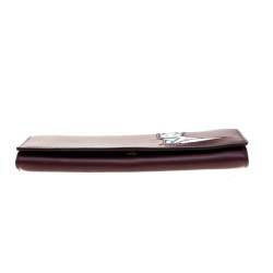 Tod's Bordeaux Leather Fox Detail Continental Wallet