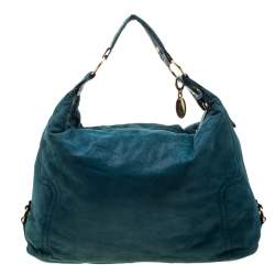 Tod's Green Shimmering Suede Pashmy Hobo