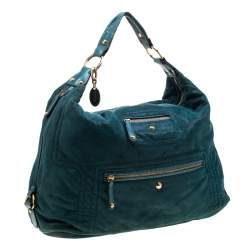 Tod's Green Shimmering Suede Pashmy Hobo