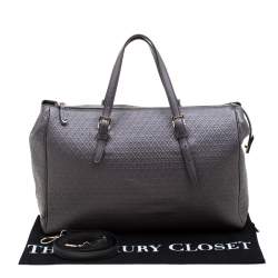 Tod's Grey Signature Embossed Leather Satchel 