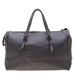 Tod's Grey Signature Embossed Leather Satchel 