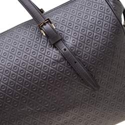 Tod's Grey Signature Embossed Leather Satchel 