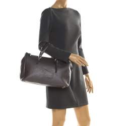 Tod's Grey Signature Embossed Leather Satchel 