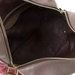 Tod's Taupe/Burgundy Leather D-Styling Medium Tote