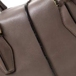 Tod's Taupe/Burgundy Leather D-Styling Medium Tote