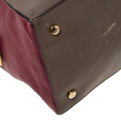 Tod's Taupe/Burgundy Leather D-Styling Medium Tote