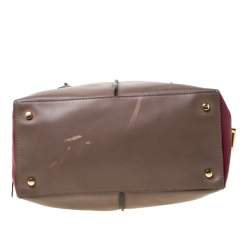 Tod's Taupe/Burgundy Leather D-Styling Medium Tote
