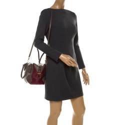 Tod's Taupe/Burgundy Leather D-Styling Medium Tote