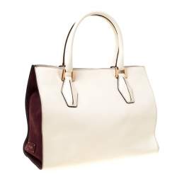 Pre Owned حقيبة يد تودز دي-كوب جلد عنابية/بيج فاتحة