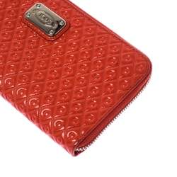 Pre Owned Tod's Coral Orange Signature Patent Leather Zip Around Wallet