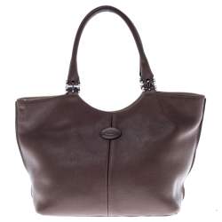 Pre Owned Tod's Dark Beige Leather Satchel 