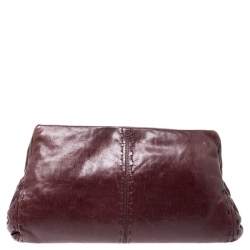Tod's Maroon Leather Fan Knot Clutch