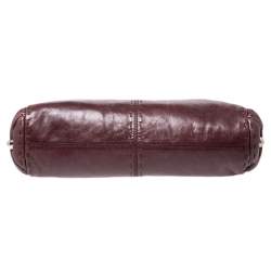 Tod's Maroon Leather Fan Knot Clutch