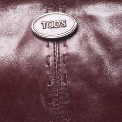 Tod's Maroon Leather Fan Knot Clutch