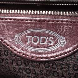 Tod's Maroon Leather Fan Knot Clutch