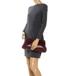 Tod's Maroon Leather Fan Knot Clutch