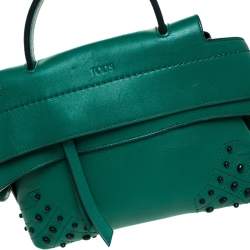 Tod’s Green Leather Wave Top Handle Bag