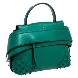 Tod’s Green Leather Wave Top Handle Bag