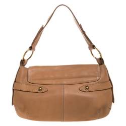 Tod's Beige Leather Flap Hobo