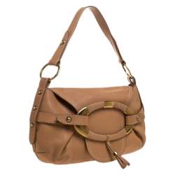 Tod's Beige Leather Flap Hobo