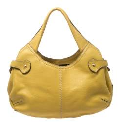 Pre Owned حقيبة تودز جيب قلاب جلد حُبيبي صفراء فاتحة