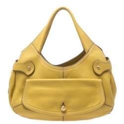 Pre Owned حقيبة تودز جيب قلاب جلد حُبيبي صفراء فاتحة